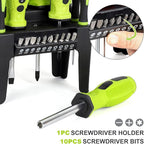 FASTPRO 21-Piece Magnetic Screwdrivers Set with Organizer Rack, Slotted Phillips Screwdrivers and Precision Screwdrivers, Repair Tool Kit for Home, Green