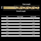 13Pcs Cobalt Drill Bit Set (1/16"-1/4"), M35 HSS, 135 Degree Tip, Twist Jobber Length for Hardened Metal, Stainless Steel, Cast Iron, Wood, and Plastics, with Index Storage Case