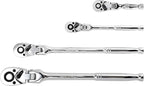 ARES 42040 - Flex Head Ratchet Set - 4-Piece 72-Tooth Ratchets - Premium Chrome Vanadium Steel Construction & Chrome Plated Finish - Quick Release Reversible Design with 5 Degree Swing