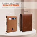 RUNBOX Slim Wallets for Men - Leather Money Clip Mens Wallet - RFID Blocking Front Pocket Bifold Wallet - Thin Credit Card Holder with Gift Box