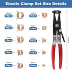 OCR 100 Pack 6-22mm 10Size Fuel line Spring Clamp Silicone Vacuum Hose Pipe Clamp Steel Wire Tube Pipe Clip With a Hose Clamp Pliers
