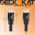3/4 Inch Diamond Hole-Saw Bits with Pilot Drill Bit - 2pc 3/4" Diamond Tipped Tile Hole Saws with Guiding Bit Accurate Drilling for Porcelain Tile Ceramic Pottery Granite Stone Glass Bottles 20mm