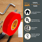 GTSE Red Electrical Tape, 10 Rolls – Waterproof, Industrial Grade Vinyl, 3/4 in x 66ft– Strong Self-Adhesive PVC Electric Tape for Wire Insulation, 7 Mil, 600V – UL/CSA Listed