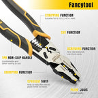 Combination Pliers Wire Stripper Crimper Cutter Linesman Tool, 9" 6-in-1 Heavy Duty Cr-V Steel Pliers for Gripping, Stripping, Crimping, Electrical Work
