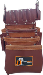 Daisy Leather PRO DL-101 Oil tanned Premium 25 pockets Heavy duty Tool Belt, Carpenter belt Pouch for Construction, Carpenter, Craftsman and Electricians workers, Black, X-Large (Cherry Leather)