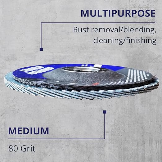 50 Pack Flap Discs, 80 Grit, Zirconium Oxide 4.5" x 7/8" Sanding Wheels for Angle Grinder