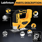 Jig Saw for Dewalt 18V/20V Max Battery, Cordless Jigsaw Tool Brushless Motor, Up To 2900 RPM, 45 Degree Beveled Cuts, LED Light for 4 Curve Cuttings, Plastic Box Include for Easy Carry (No Battery)
