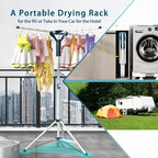 JAUREE Tripod Clothes Drying Rack Folding Indoor, Portable Drying Rack Clothing and Height-Adjustable, Space Saving Laundry Drying Rack with 20 Clips