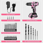 Power Drill Cordless: DEKO PRO Pink Cordless Drill 20V Electric Power Drill Set Tool for Women Drills with Battery and Charger 20 Volt Drills Driver Kit