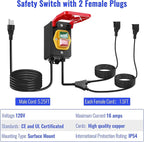Dreyoo 1 Pack 120/230V Single Phase On/0ff switch, 120V 2HP Router Table Switch with Large Stop Sign Paddle Easy Contact for Fast Power Off for Table Saw and Other Electrical Equipment (2 Female Plug)