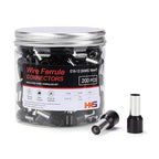 HKS 200PCS Wire Ferrule Connectors - AWG 6-16.0mm² Copper Barrel Pin Cord Ends Insulated Ferrules Terminals - E16-12 Black