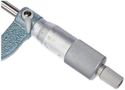 Mitutoyo 115-216 Spherical Face Micrometer, Ratchet Stop, 25-50mm Range, 0.01mm Graduation, +/-0.003mm Accuracy, Spherical Spindle