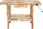 Olympia Tools 48-Inch Acacia Hardwood Workbench with Drawer - 330lbs Weight Capacity Heavy Duty Portable Wood Work Bench Table for Garage, Workshop, Home Storage - Woodworking Wooden Workbenches