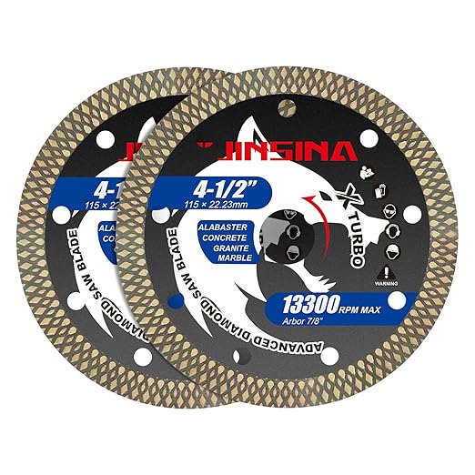 2PCS 4.5” Diamond Saw Blades for Angle Grinder, X-Turbo Tile Cutting Blade for Dry & Wet Cutting, Fast Smooth Cutting for Alabaster Concrete Granite Marble