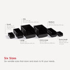 IRIS USA Stackable Bins, 11 x 6 x 5 inch, Plastic Hanging Open Front Shelf Bin Storage Organizer for Hardware, Craft Supplies, Small Parts, Nuts and Bolts, Garage Organization, 4 Pack- Medium, Black