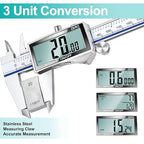 Kynup Digital Caliper, Caliper Measuring Tool with Large LCD Screen, Micrometer Caliper, Stainless Steel, Screen Splash Proof, Easy Switch from Inch Metric Fraction (6 Inch)