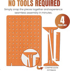 Torched Pegboard Display Stand for Jewelry, Craft Shows, Selling, Vendor Events, Tools, Peg Board Accessories Rack Organizer, Large 9.75" L x 4.3" W x 14" H, Orange