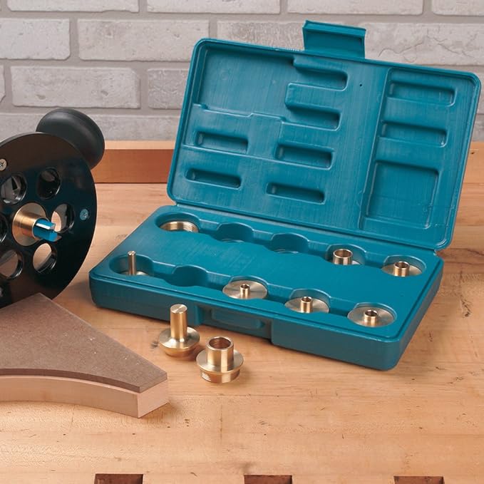 Rockler Router Guide Bushing Kit (11 Pieces) - Bush Router Guide Works w/Template, Pattern, or Jig - Router Template Fits Any Base w/a 1-1/4" Diameter Center Hole - Guide Set Includes Storage Case