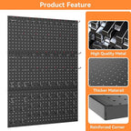 WALMANN 96PCS Metal Pegboard with Pegboard Hooks for Wall, Garage Tools Storage Pegboar for Garage, Workbench, Peg Boards, Tool Organizer Board with Hooks(Black)