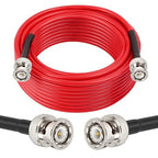 25FT RG58 50 ohm Coax Cable - Male to Male, Low Loss Extension with BNC Adapter for Antennas, RF Radios, Modems, Oscilloscopes, Spectrum, etc (Red)