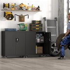 Metal Storage Cabinet with Wheels,Lockable Steel Rolling Storage Cabinet with 2 Doors for Garage,Home Office,Assembly Required,Black