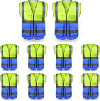 Safety Vests,Hi Vis Vest Reflective Vest with 5 Pockets and Zipper for Men Women, Neon Working Vest for Outdoor One Size