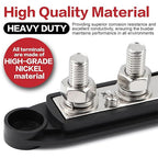 300A Bus Bar 5 Post 12V-48V DC Power Distribution Block,5 * 3/8"(M10) Battery Terminal Studs with Cover and Wire Lugs for Wiring,Automotive,Marine,Battery busbar (Red&Black)