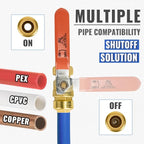 SUNGATOR 3/4 Inch Ball Valve, 3/4" Shut off Valve, No Lead Brass Push-to-Connect Plumbing Fittings, Full-Port Fit for PEX Pipe, Copper, CPVC, PE-RT, Pack of 2