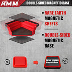 AMM Magnetic Tray, 4 PC Foldable Magnetic Tool Tray Set for Bolts Screws Nuts & Small Metal Parts, Mechanic Tool Present for Men, 4.5 Inch Square (4PC, Red)