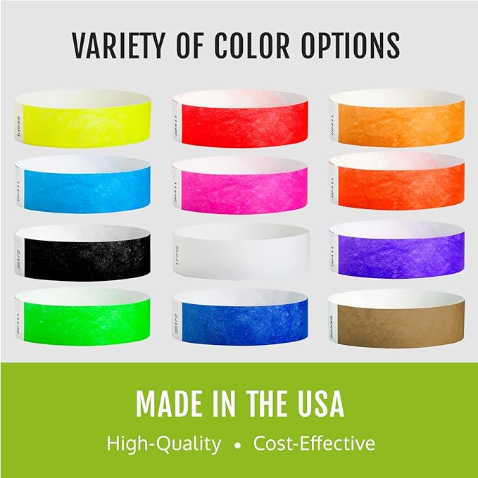 1,000 WristCo Tyvek Metallic Gold Wristbands for Events – Tamper-Proof Design Prevents Reuse – Premium-Grade Bracelets for Hospital & Medical ID, Party, Concert Entry, VIP Identification