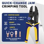 haisstronica Quick Change Jaws Crimping Tool for Non-Insulated Wire Connectors AWG 22-8 Ratcheting Wire Crimper & Terminals - H4