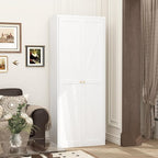 GREATMEET 71" Metal Tall Pantry Storage Cabinet, Food Pantry Cabinet, White Cupboard with Anti-Tipping Kit for Kitchen Tools Storage for Dining Room, Living Room Garage and Bathroom