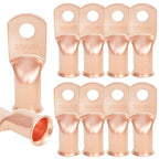 10PCS 2/0AWG - 5/16'' Heavy Duty Copper Terminals,Battery Cable Crimp Lugs,Battery Cable Ends,Bare Copper Eyelets Tubular Ring Terminals,Closed End Crimp Electric Connectors