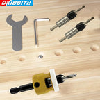 3 Pcs Countersink Drill Bit Set, HSS M2 Tapered Bits #10#12#14-1/8" 9/64" 5/32" Drill, 3/8” 82° Counter-Bore, 1/4” Hex Shank, with Adjustable Depth Stop for Accurate Woodworking with Carrying Case