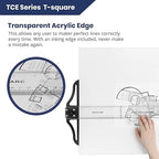 Pacific Arc 42 Inch T Square, Traditional Acrylic Graduated in Inch and Metric, Detachable Head