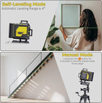 16 Line Laser Level 360 Self Leveling,4x360° Professional 4D Cross Line Green lazer Level with 2 Batteries for Construction and Picture Hanging,Adjustable Brightness Magnetic Bracket,Remote Control