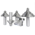 5Pcs Triple Bead Ovolo Bit Set,1/2" Shank,Radius 3.5mm, 4.5mm, 5.5mm, 6mm and 7.8mm,Decorative Edge Bits with 3 Quarter-round Rounding Over,Bearing Guided Router Bits for Wood Profiling,Molding