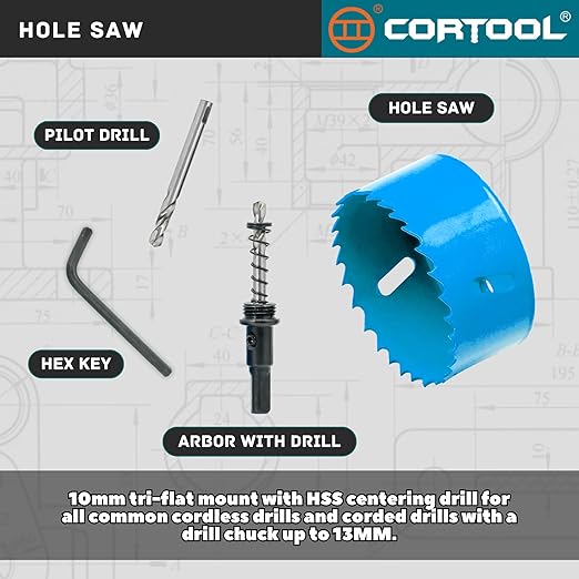 2-3/4 Inch Hole Saw with Arbor for Metal and Wood Cutting, Bi-Metal Hole Cutter, 2-3/4" Hole Saw Kit for Drywall, Wood, PVC Boards, Fiberglass and Vent Pipes