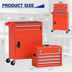 5 Drawer Tools Chest, Tool Cabinet with Universal Lockable Wheels，Tool Box with Detachable Top Box for Workshop(Red)
