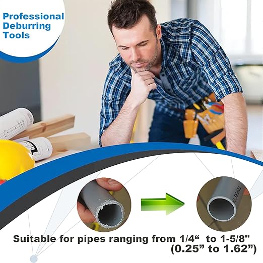 Copper Pipe Reamer PVC Deburring Tool - Plumbing Reamer Deburring Tool for Plumber - Copper & PVC Pipe Cutter Reamer Tool for 1/4" to 1-5/8" Inner Outer Diameter Conduit Pipe