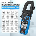 Digital Inrush Clamp Meter Multimeter, MESTEK T-RMS 6000 Counts 600A Current Amp Volt Meter with VFD,LOZ Mode; Measures NCV AC/DC Current Voltage Temperature Resistance Capacitance Continuity