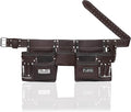 FUERI Leather Tool Belt Bag Men Pouch Heavy Duty Tools Pouches Organizer for Carpenter Construction Electrician Belts Bags Holder (11 Pocket Chocolate, Adjustable)