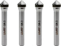 Tungsten Carbide Burr 90° Cone, SK-3, Double Cut, 3/8" x 3/16" Head, 1/4" Shank, Versatile Burr Bit, 4 pcs for Metalworking, Woodworking, Grinding, Shaping & Deburring by LU&MN