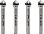 Tungsten Carbide Burr 90° Cone, SK-3, Double Cut, 3/8" x 3/16" Head, 1/4" Shank, Versatile Burr Bit, 4 pcs for Metalworking, Woodworking, Grinding, Shaping & Deburring by LU&MN