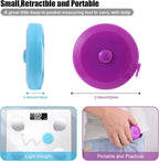 Tape Measure Body Measuring Tape, Retractable 60 Inch Soft Mini Measuring Tape, Small Sewing Fabric Tape Measurer for Cloth Waist Medical Nursing Craft(3 Pack/Pink Purple Sky Blue)