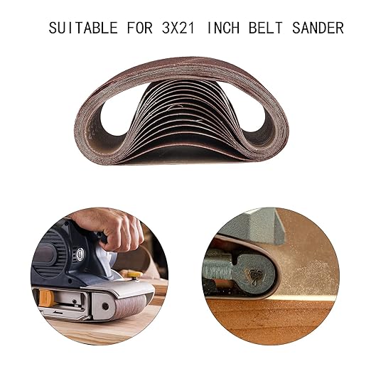 3X21 Sanding Belts 15PCS Belt Sander Paper Aluminum Oxide (3 Each of 80/120/150/240/400 Grits) Ideal for Wood Metal Paint Sanding
