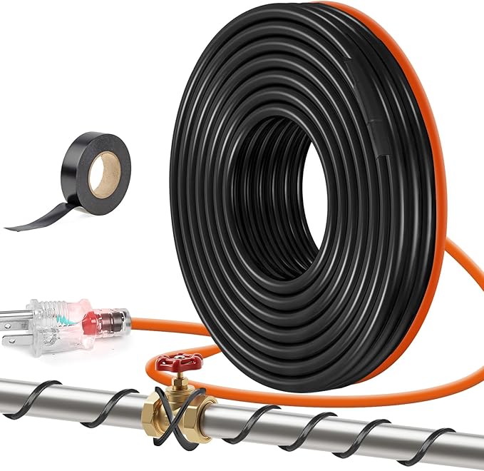 5W/FT 120V Pipe Heat Tape 9FT (3FT-200FT) - Freeze Protection Heating Cable for Metal/Plastic Water Pipes, Maintains Flow at -40°F