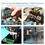 Precision Digital Dial Gauge,Dlectrical Digital Indicator Accuracy of 0.001mm/0.00005 "Metric and Imperial Measure Tool Electronic Dial Gauge with A Range of 25.4mm,for 3D Printing,CNC Machine
