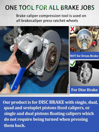 Brake Caliper Compression Tool with 4pcs Caliper Hanger, 360° Rotating Ratchet Brake Tools for Disc Brake Pad Spreader for Single/Twin/Quad Piston Calipers, Steel Plates Range from 1.4"-2.75"