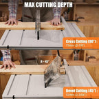 GAOMON Table Saw 10 Inch, 15 Amp 5000RPM Powerful Tablesaw With Stand & Protective Cover, 36 X 25 Inch Tabletop Saw 90° Cross Cut & 0-45° Bevel Cut, Adjustable Depth, for Woodwork